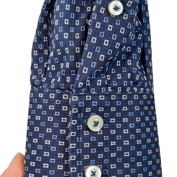 Satch Collared Dress Shirt Button Down Slim Fit Long Sleeve Geometric‎ - Picture 2 of 9